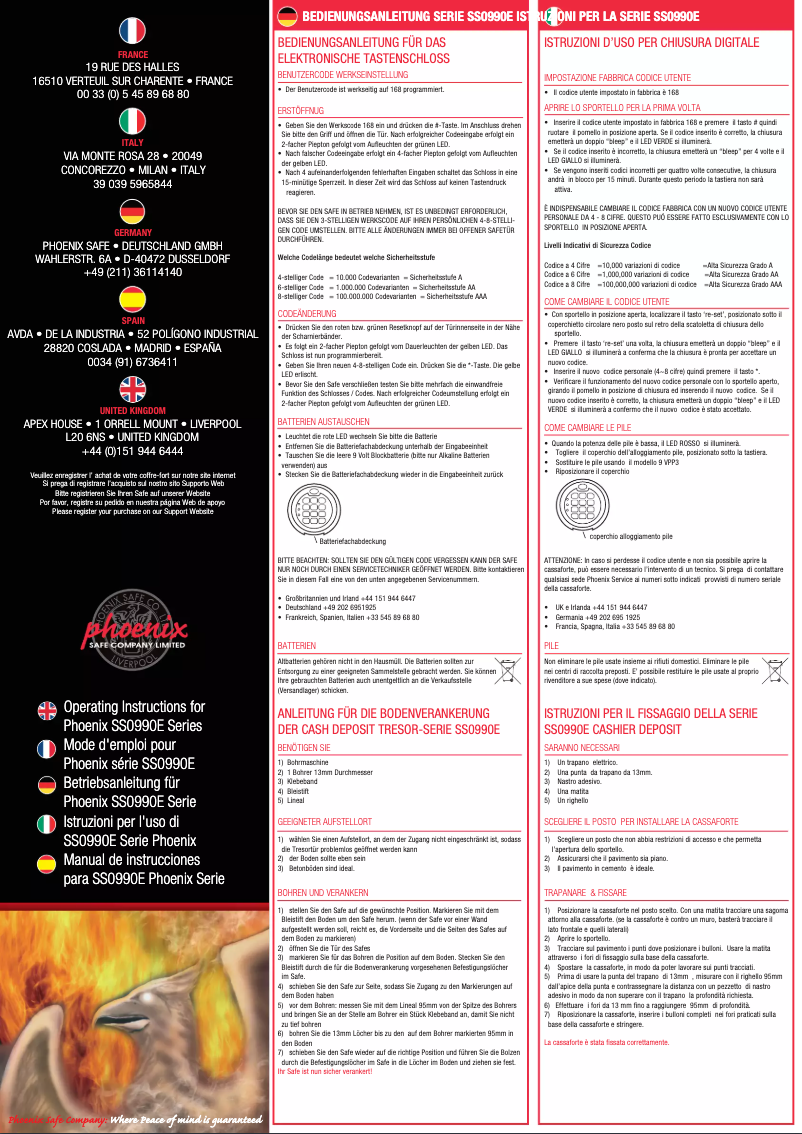 Page 1 de la notice Manuel utilisateur Phoenix Cashier Deposit SS0996ED