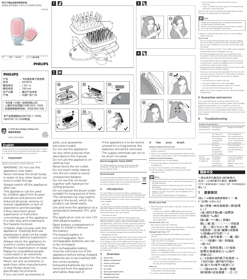 Page n°1 - Manuel utilisateur Philips EasyShine HP4675