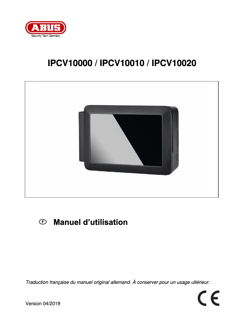 Page n°1 - Manuel utilisateur Abus IPCV10020