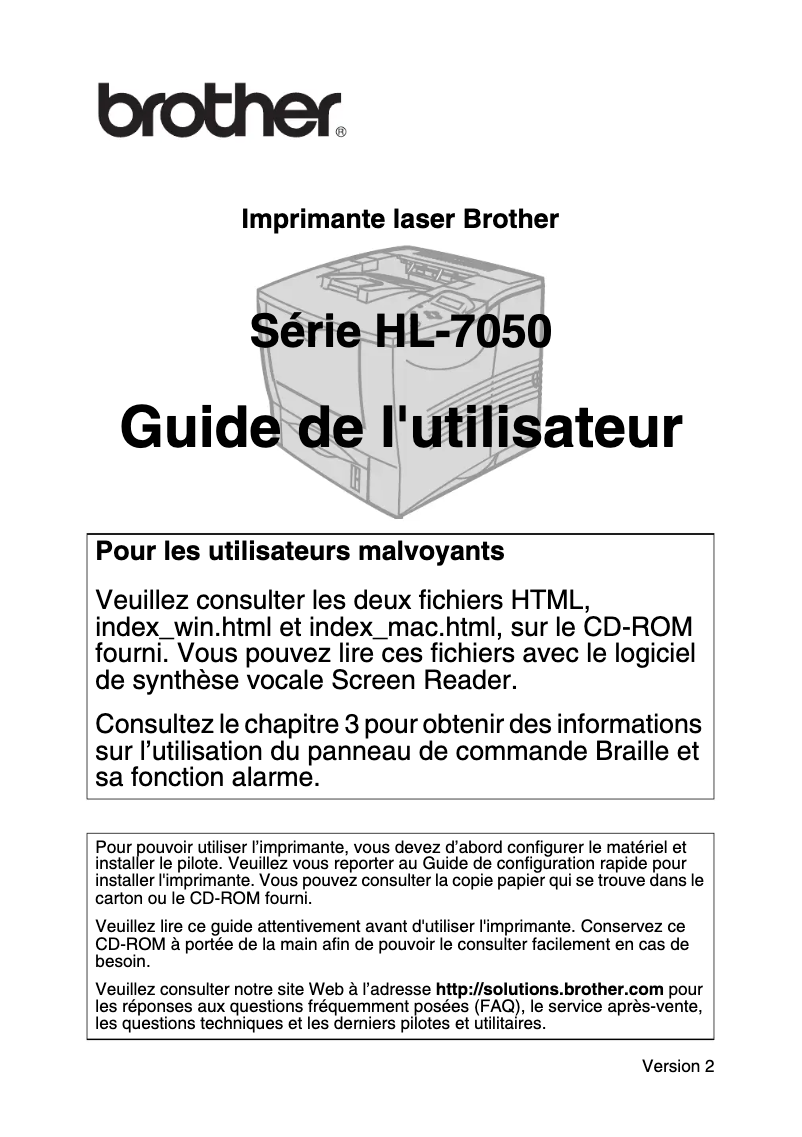 Page n°1 - Manuel utilisateur Brother HL-7050