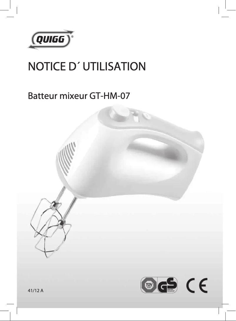 Page 1 de la notice Manuel utilisateur Quigg GT-HM-07