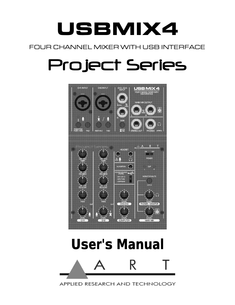 Page n°1 - Manuel utilisateur ART USBMix4