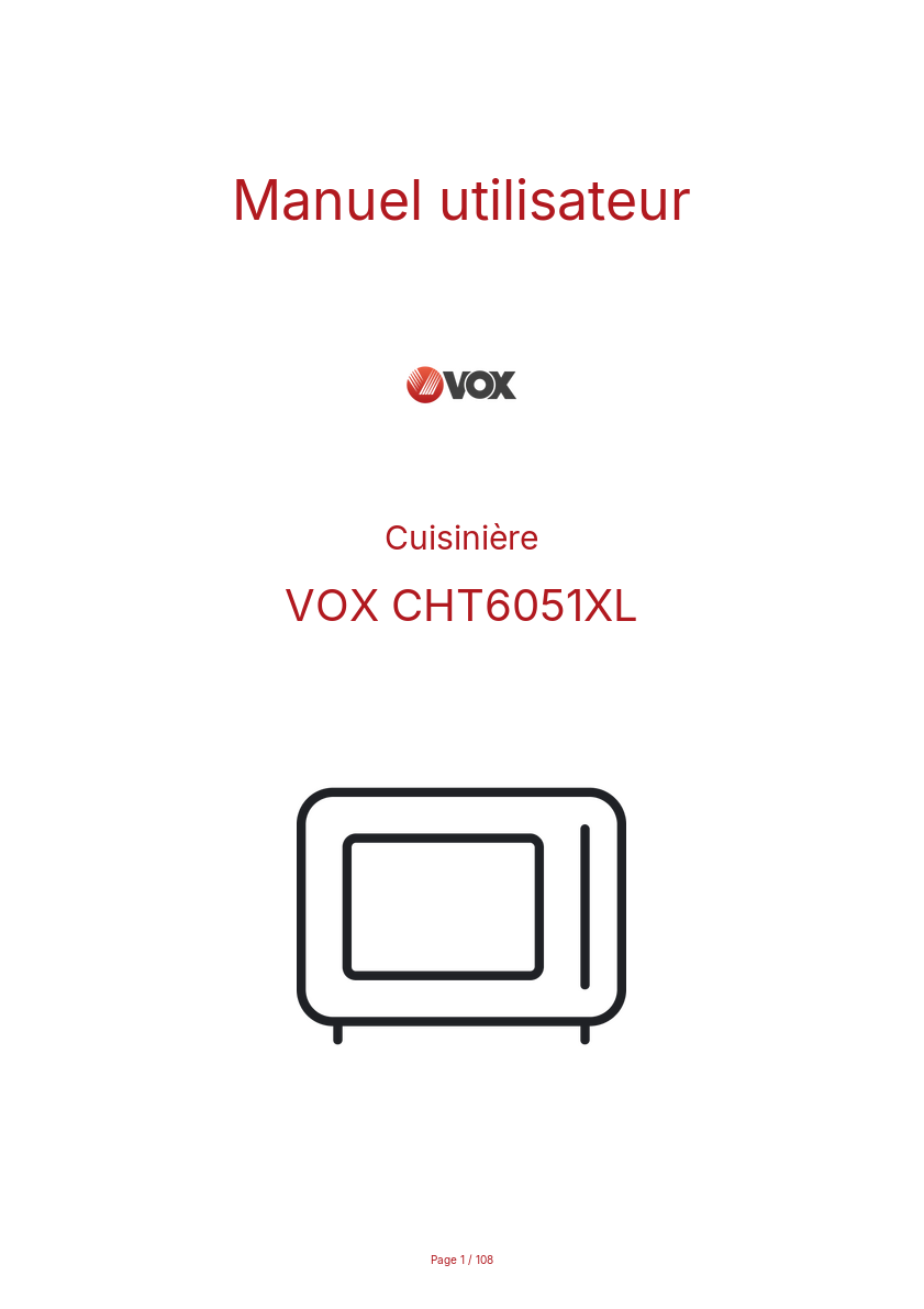 Page n°1 - Manuel utilisateur VOX CHT6051XL