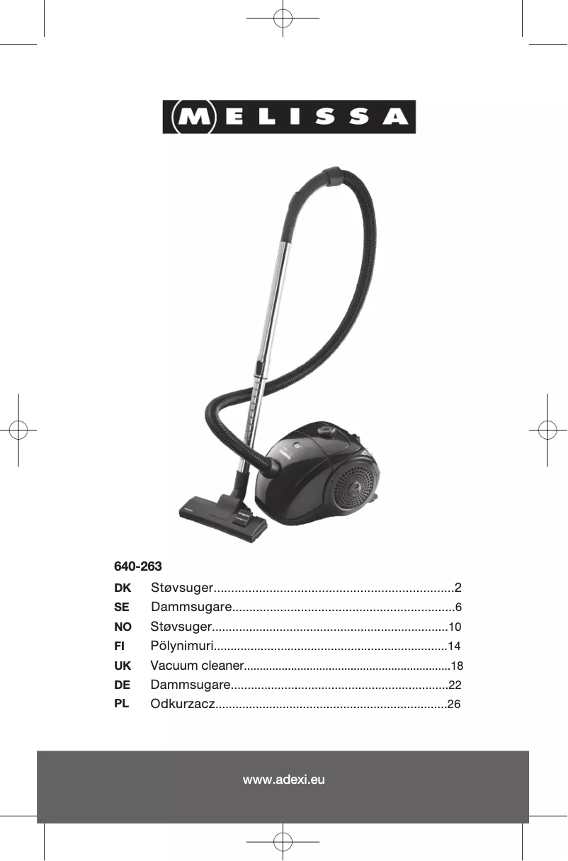 Page n°1 - Manuel utilisateur Melissa 640-263