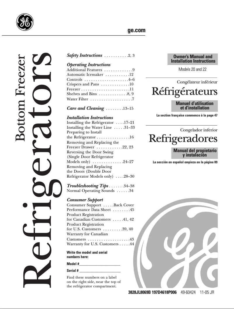 Page n°1 - Mode d'emploi GE PDS22MBWWW