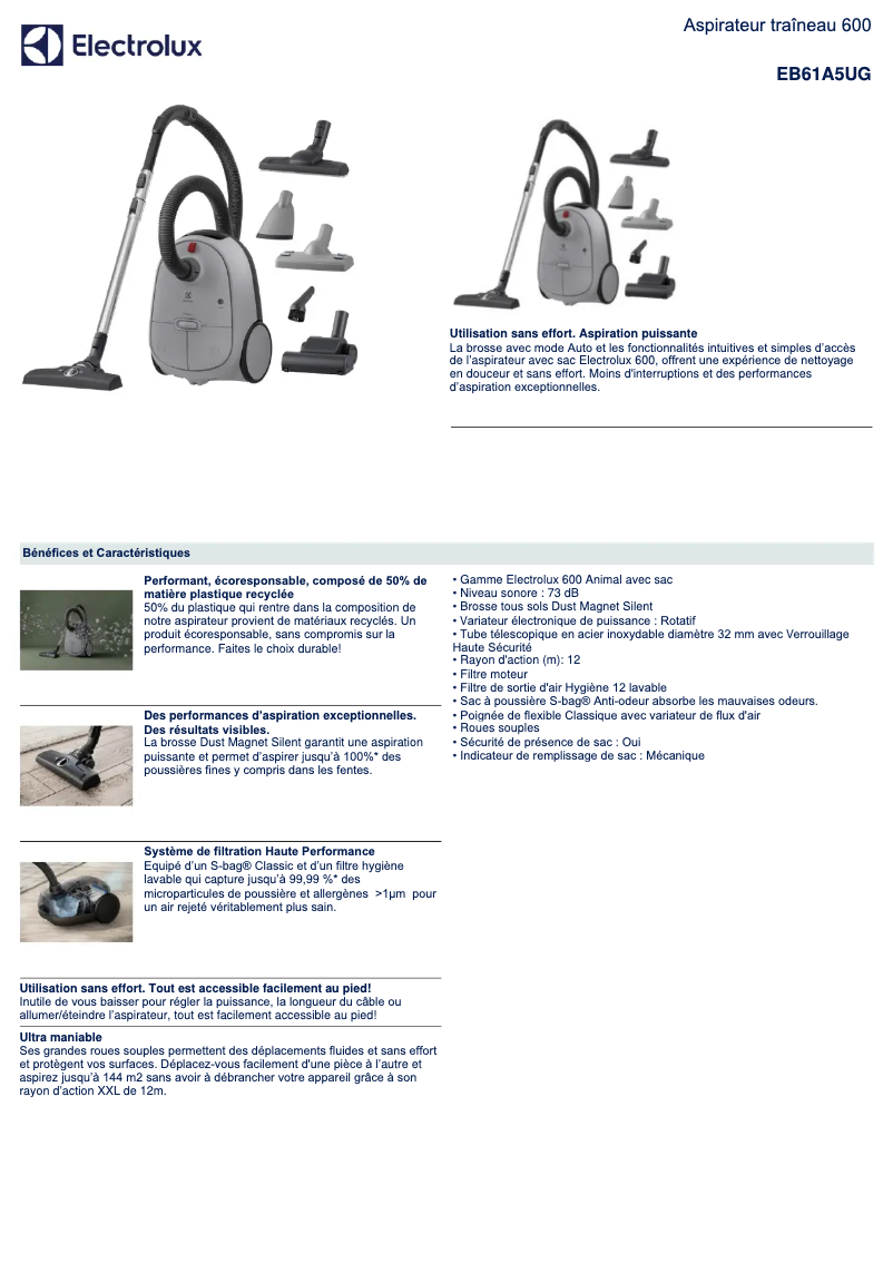 Page 1 de la notice Manuel utilisateur Electrolux EB61A5UG