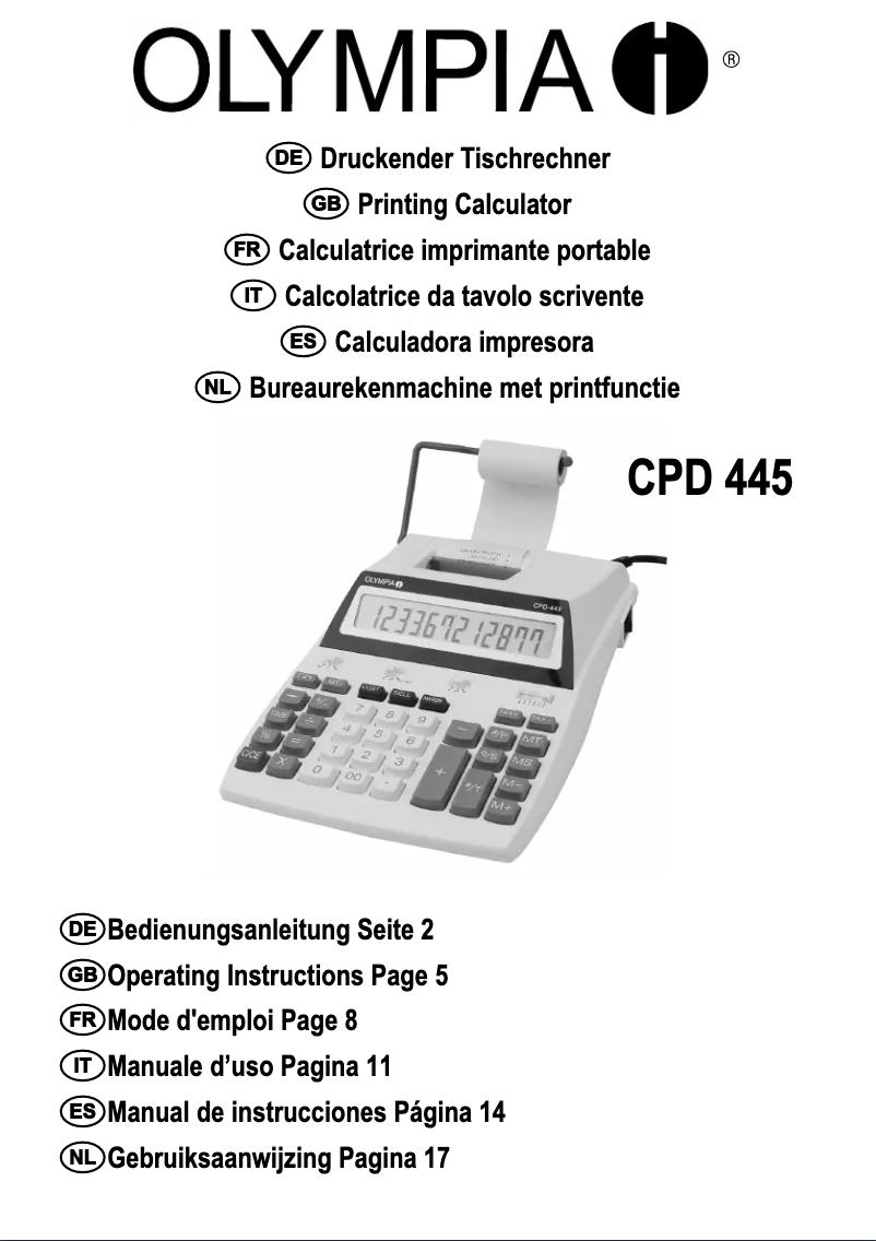 Page 1 de la notice Manuel utilisateur Olympia CPD 445