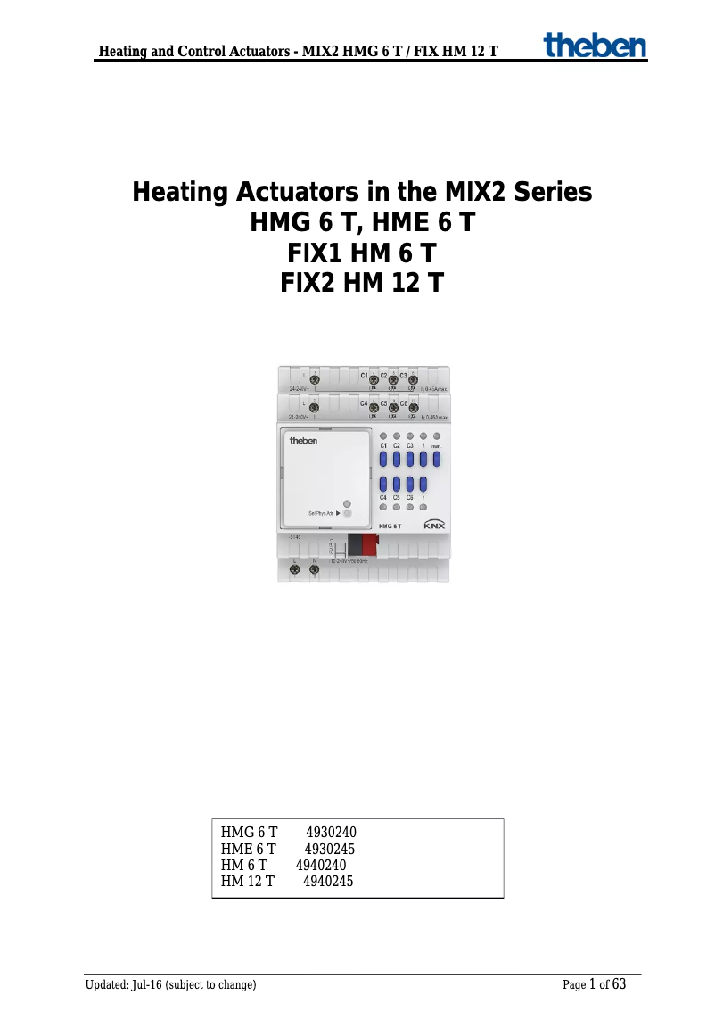 Página 1 del manual Manual de usuario Theben HMG 6 T KNX