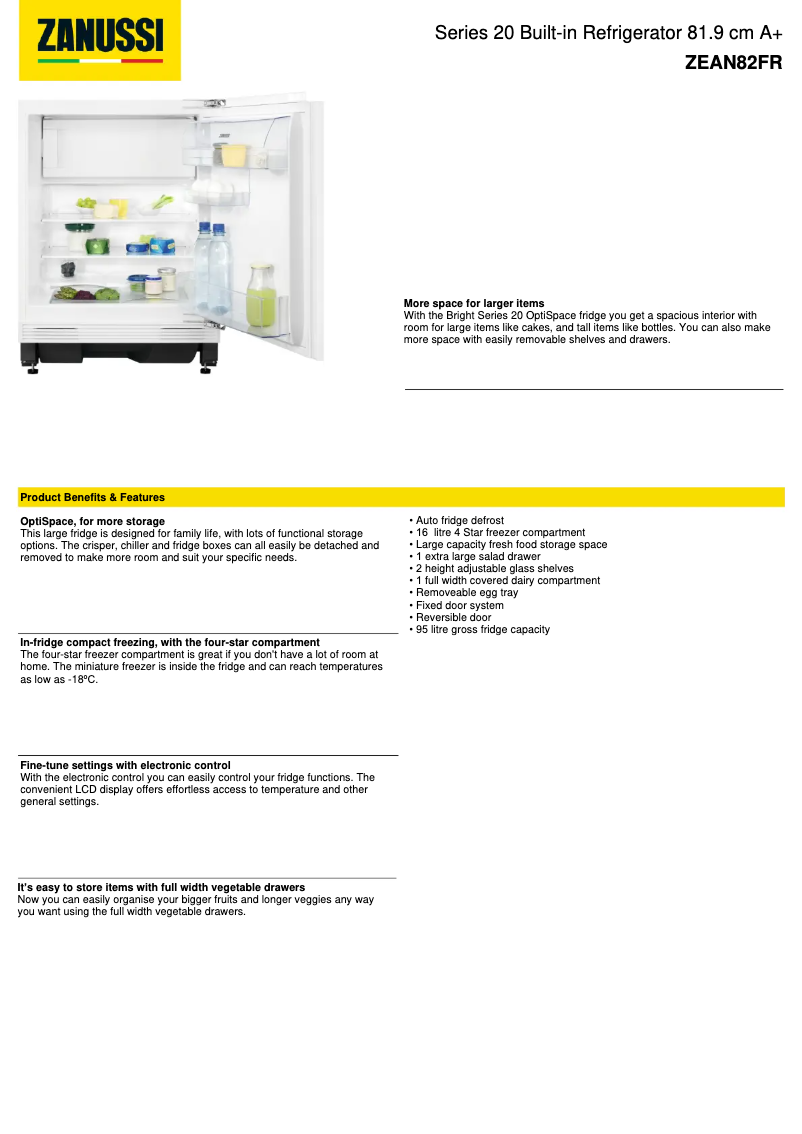 Image de la première page du manuel de l'appareil ZEAN82FR