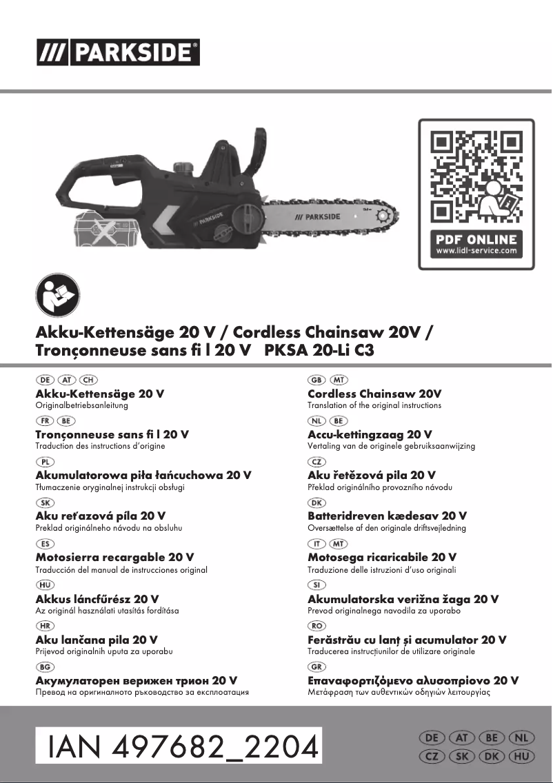 Page n°1 - Manuel utilisateur Parkside PKSA 20-Li C3