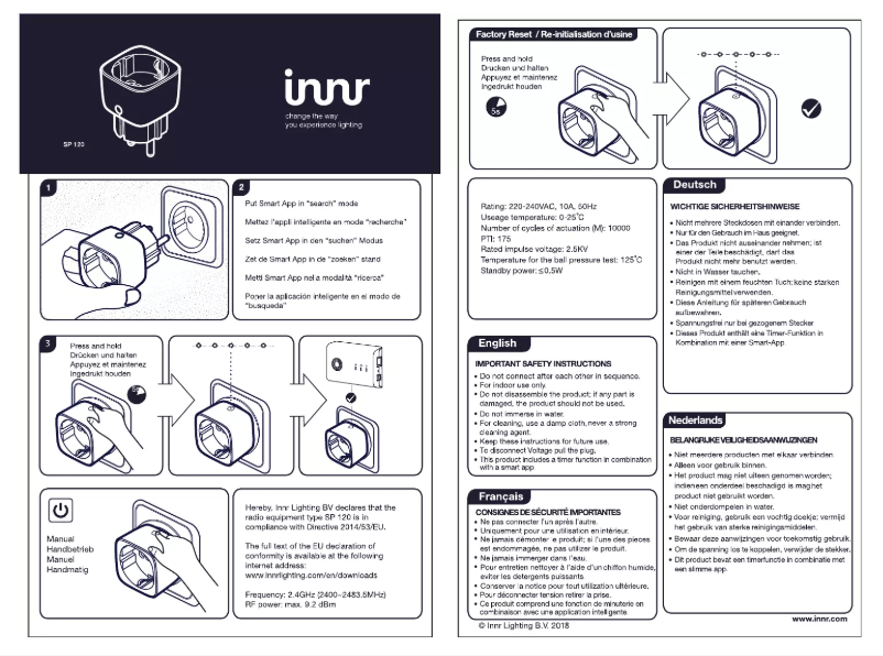 Page n°1 - Manuel utilisateur Innr SP 120