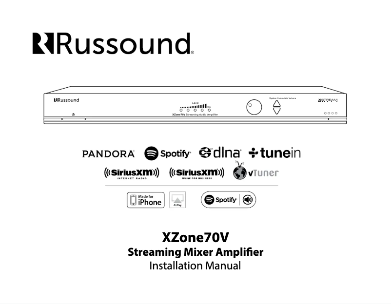 Image de la première page du manuel de l'appareil XZone70V