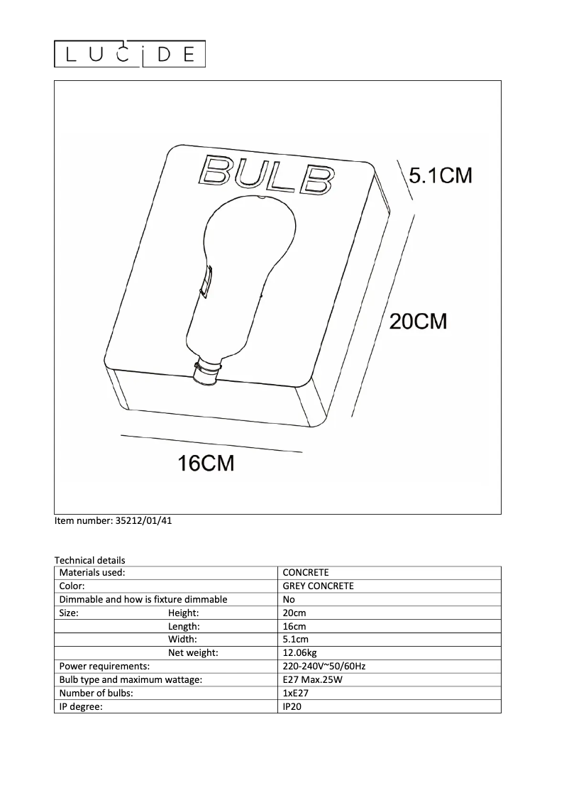 Página 1 del manual Manual de usuario Lucide Dwight 35212/01/41