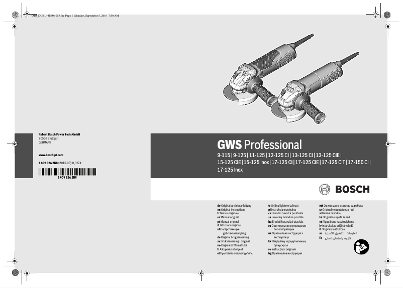 Image de la première page du manuel de l'appareil GWS 13-125 Professional
