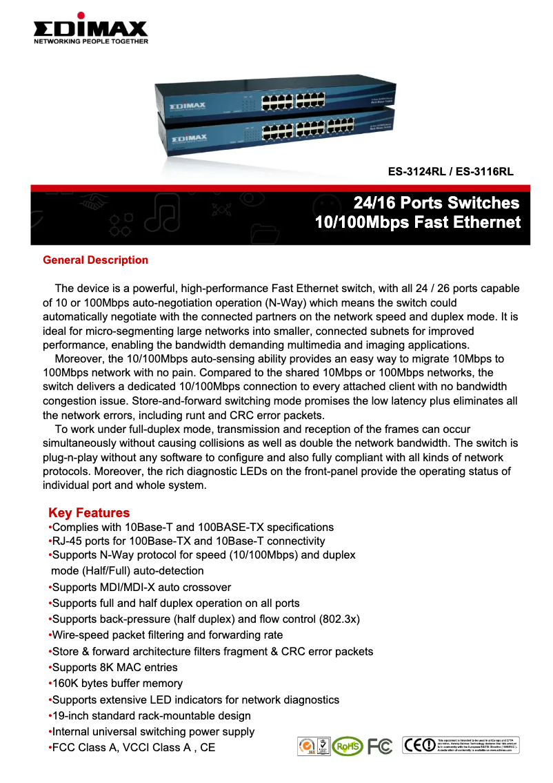 Page n°1 - Fiche technique Edimax ES-3124RL