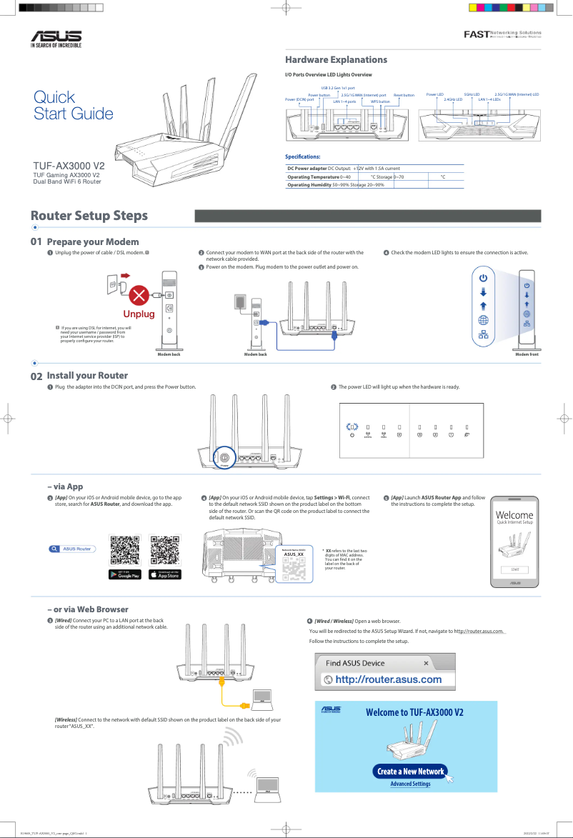 Page n°1 - Guide de démarrage rapide Asus TUF Gaming TUF-AX3000 V2