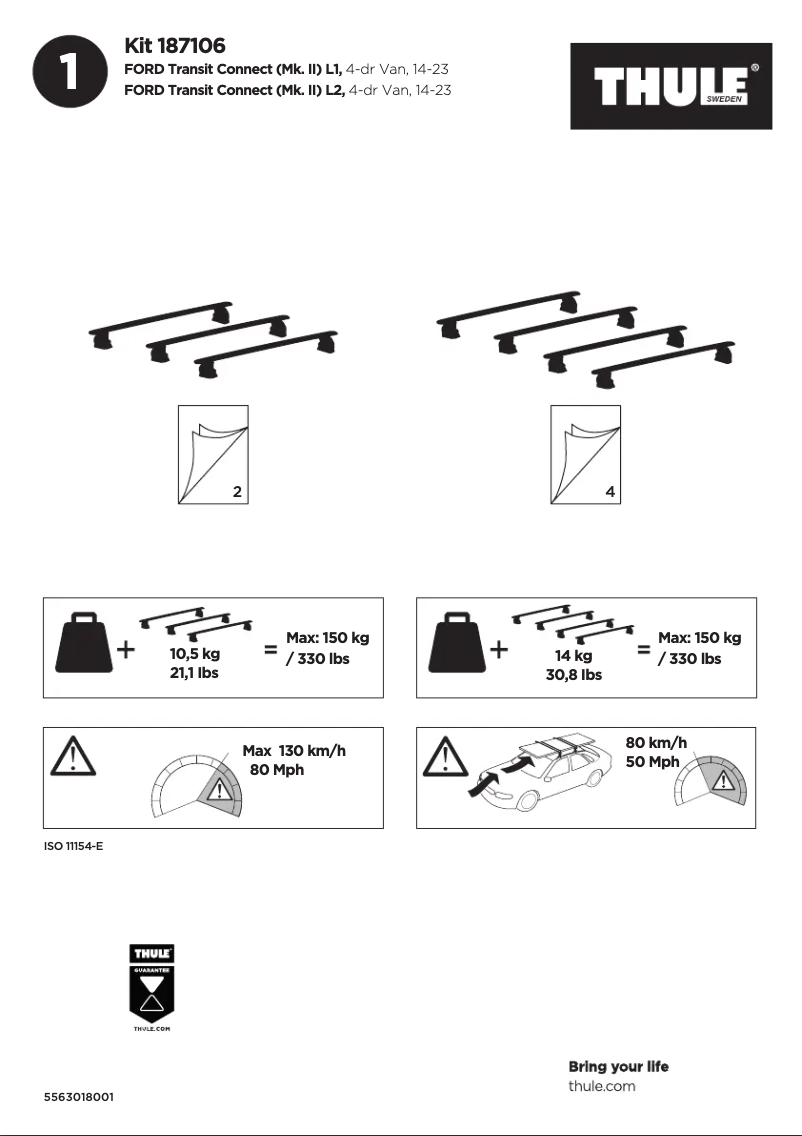 Page 1 de la notice Manuel utilisateur Thule Kit 187106