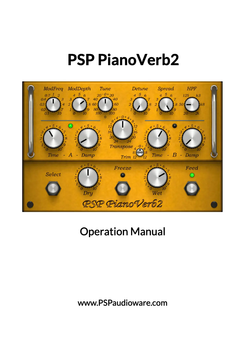 Page 1 de la notice Manuel utilisateur PSP Audioware PianoVerb 2