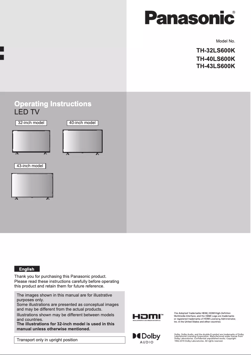Page 1 de la notice Manuel utilisateur Panasonic TH-43LS600K