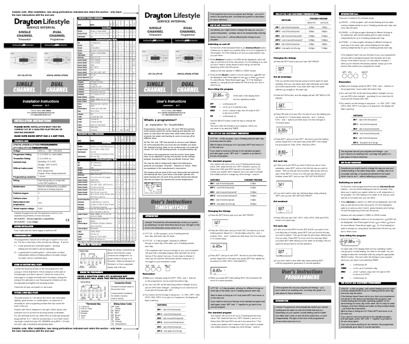 Page 1 de la notice Manuel utilisateur Drayton Lifestyle LP722Si