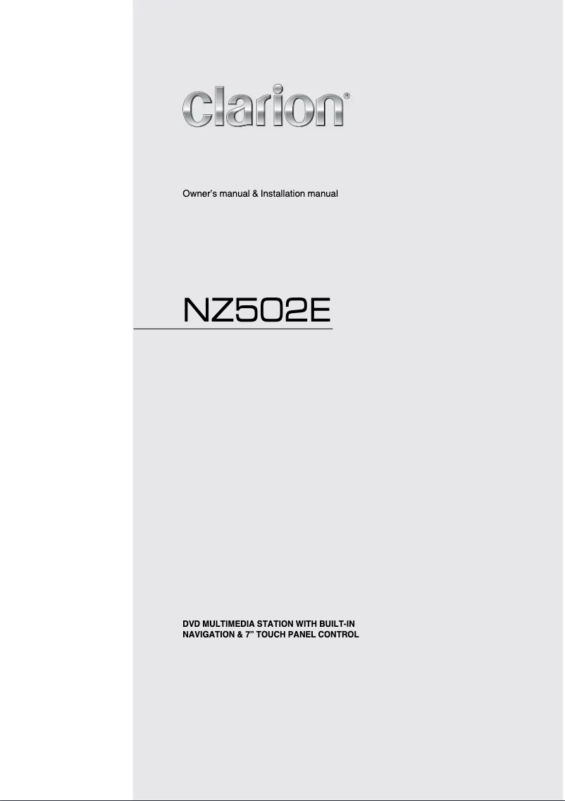 Page n°1 - Manuel utilisateur Clarion NZ502E