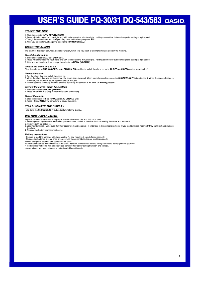 Image de la première page du manuel de l'appareil PQ-30