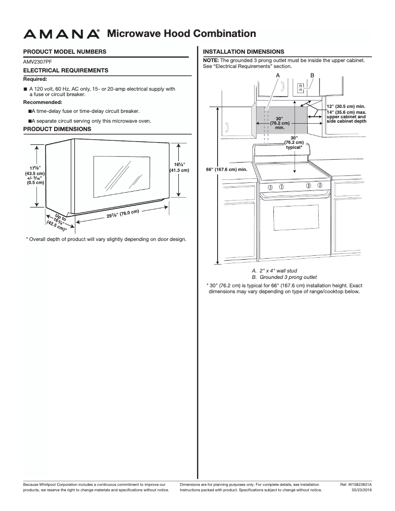 Page n°1 - Fiche technique Amana AMV2307PFB