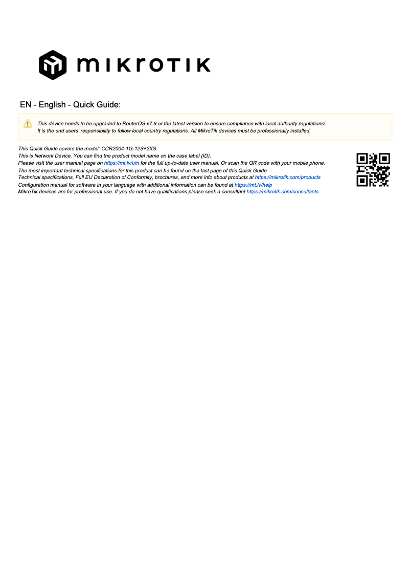 Image de la première page du manuel de l'appareil CCR1072