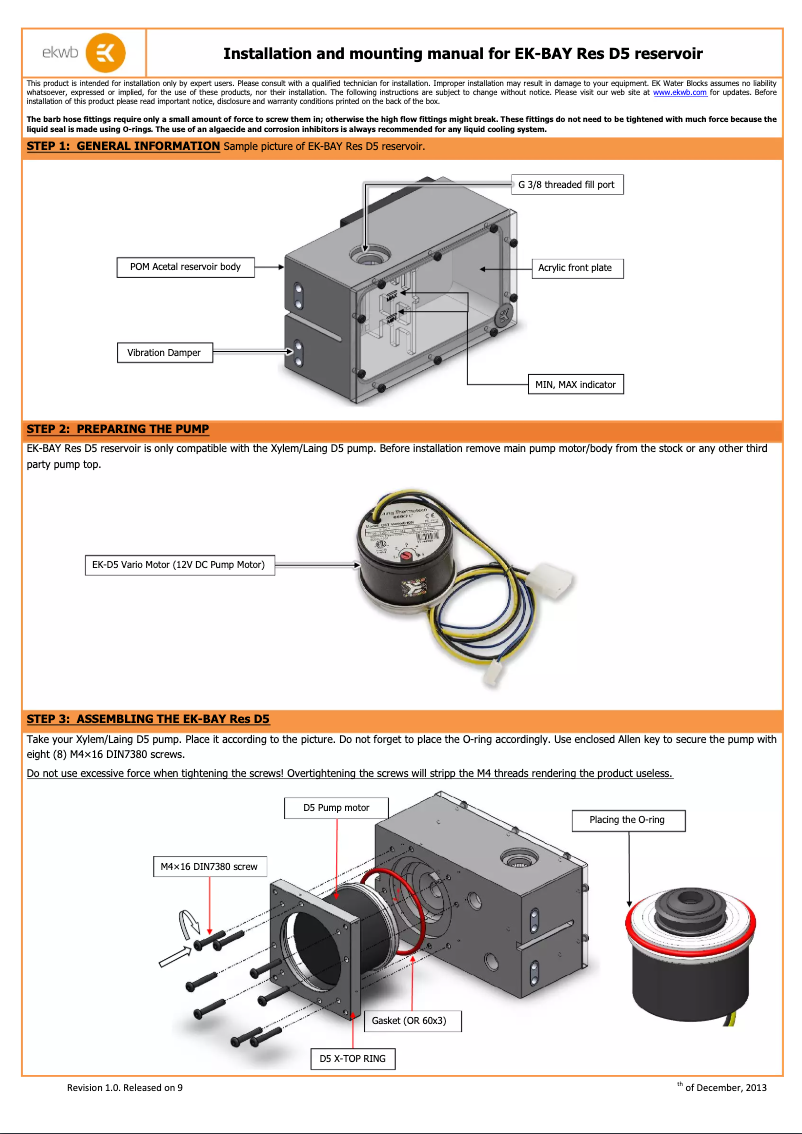 Page n°1 - Manuel utilisateur EK Water Blocks 3831109840665