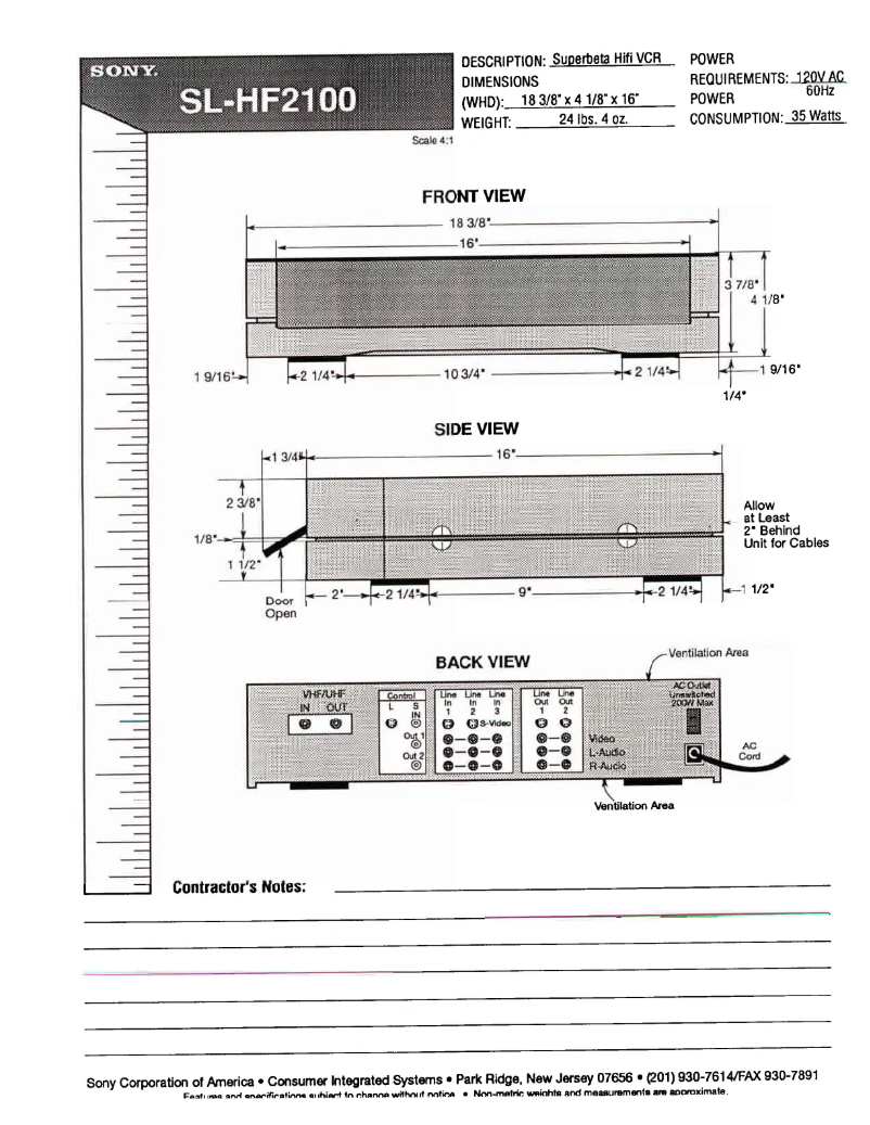 Page 1 de la notice Manuel utilisateur Sony SL-HF2100