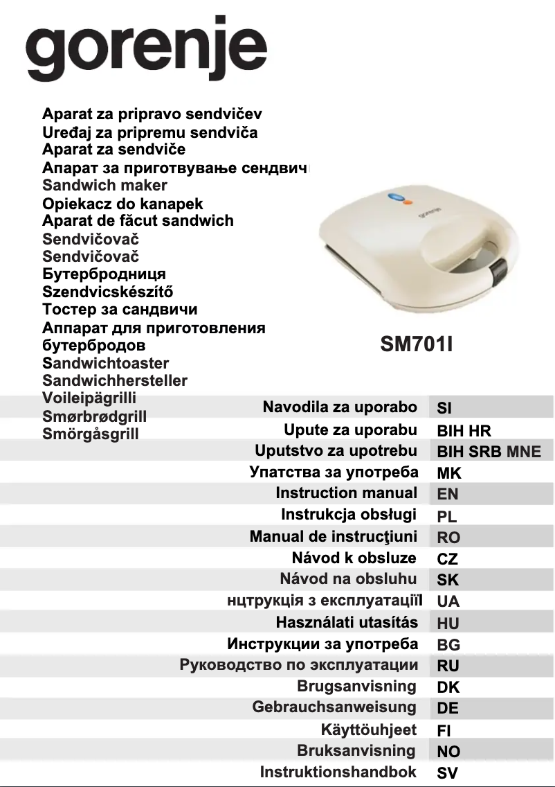 Page 1 de la notice Manuel utilisateur Gorenje SM701I