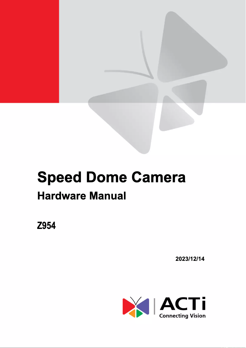 Page n°1 - Manuel utilisateur ACTi Z954