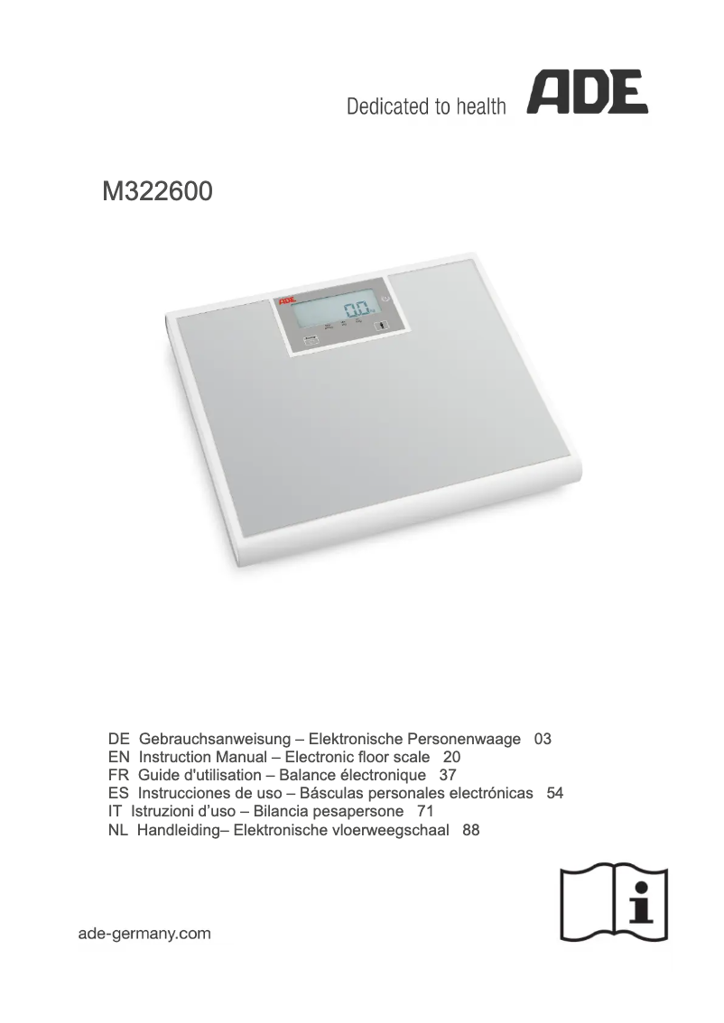 Page n°1 - Manuel utilisateur ADE M322600