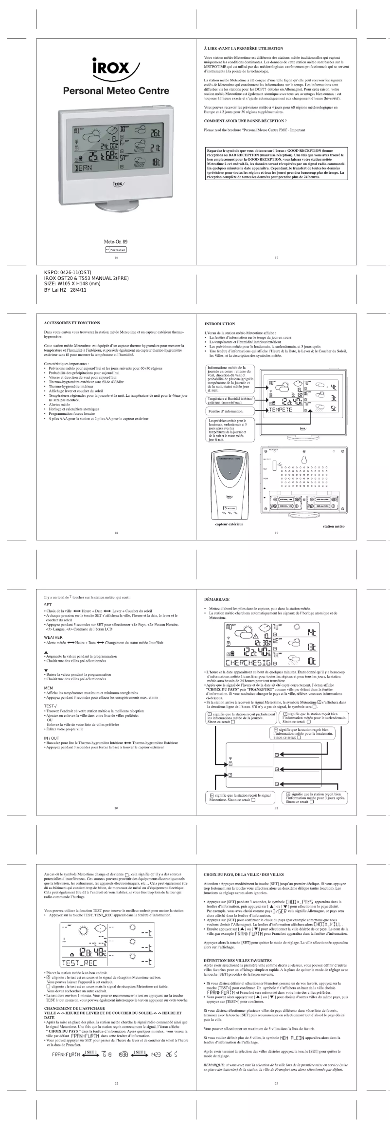 Page n°1 - Manuel utilisateur Irox METE-ON89