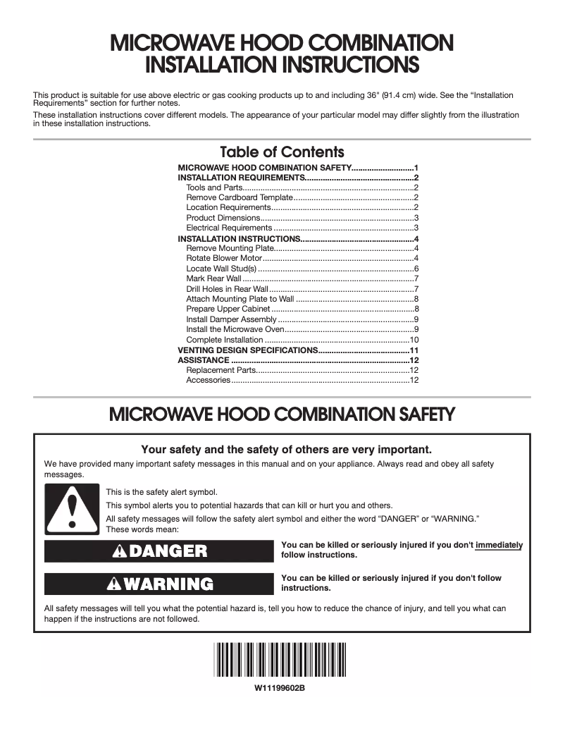 Page 1 de la notice Guide d'installation Maytag MMV4207JZ