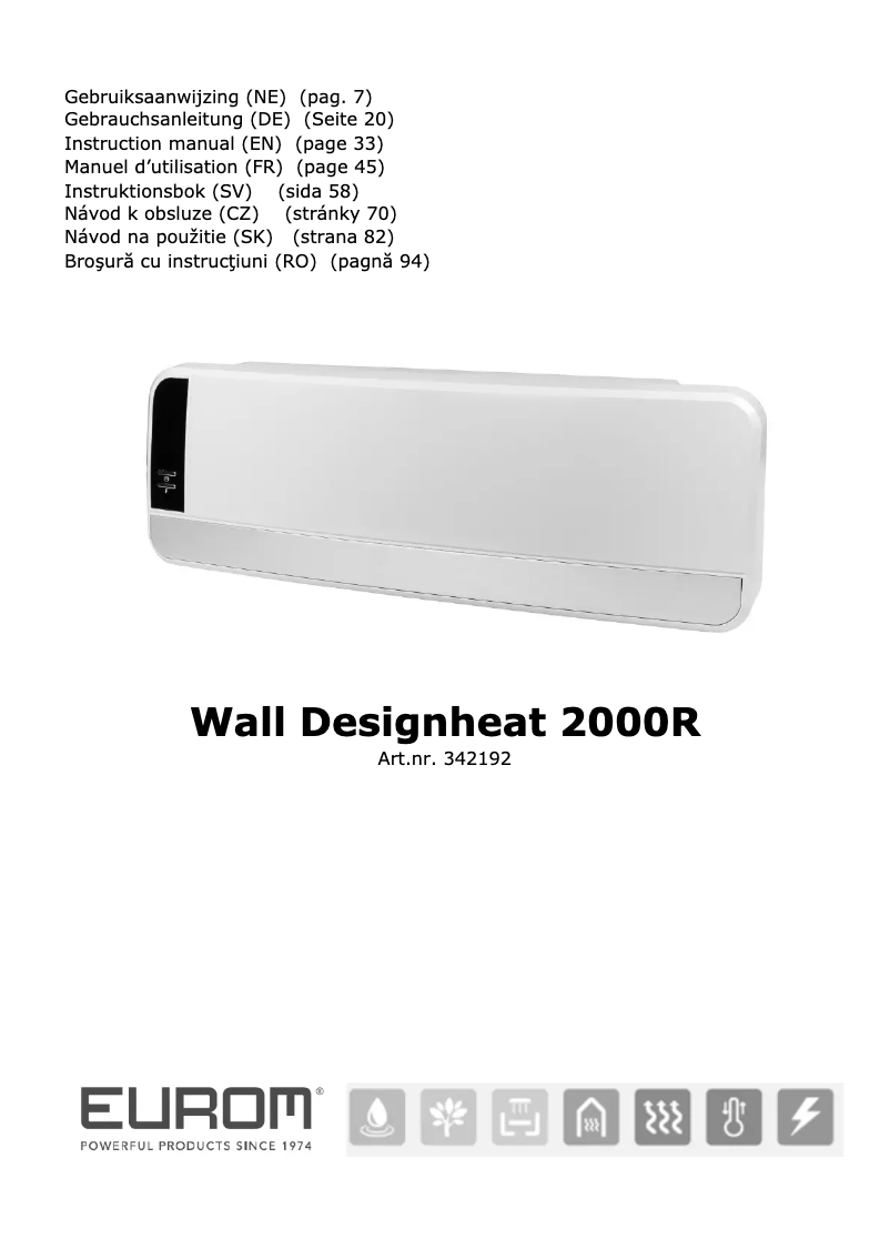 Page n°1 - Manuel utilisateur Eurom Wall Designheat 2000R