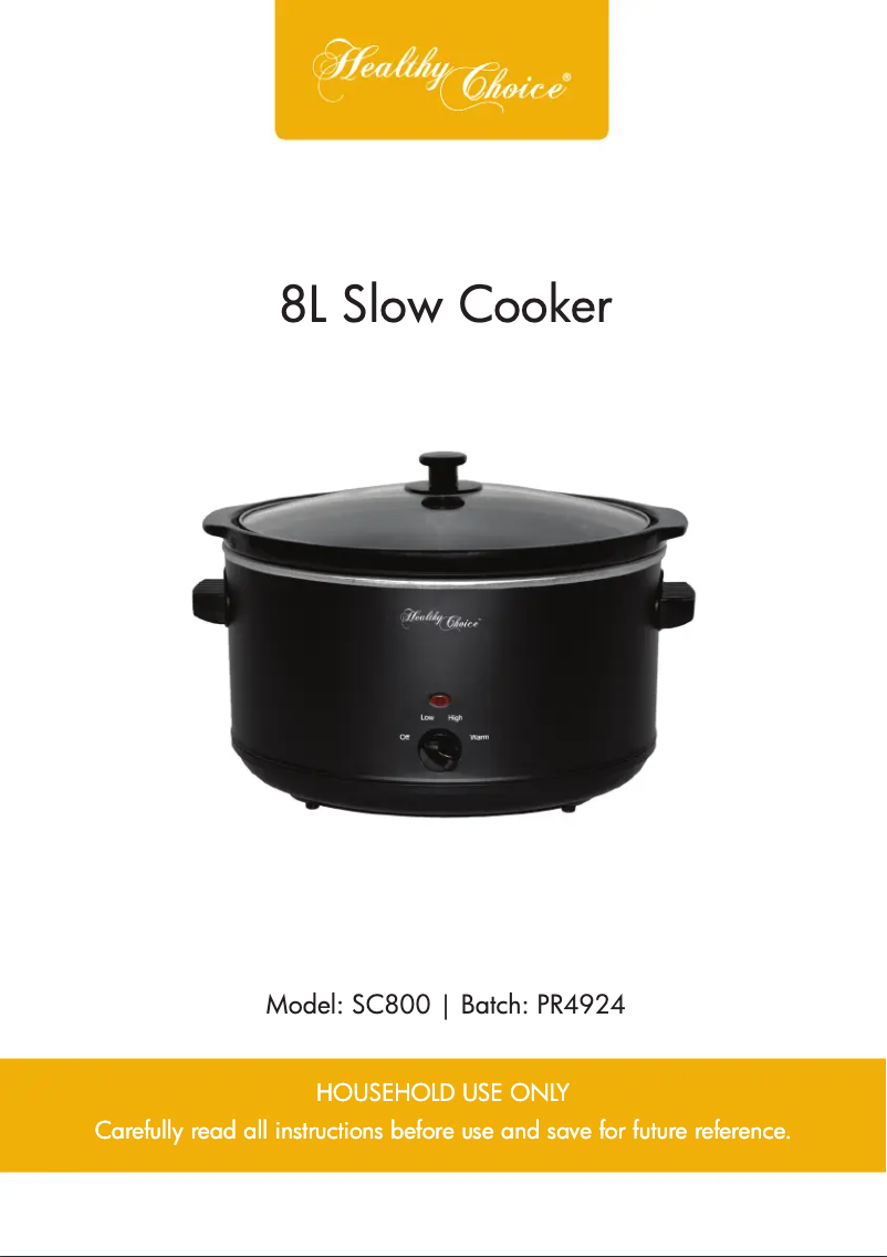 Page n°1 - Manuel utilisateur Healthy Choice SC800