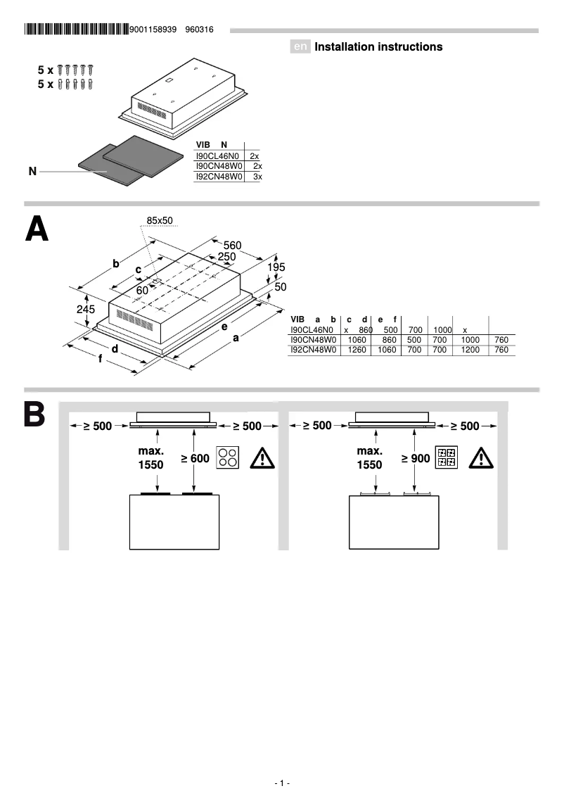 Page n°1 - Guide d'installation Neff I92CN48W0