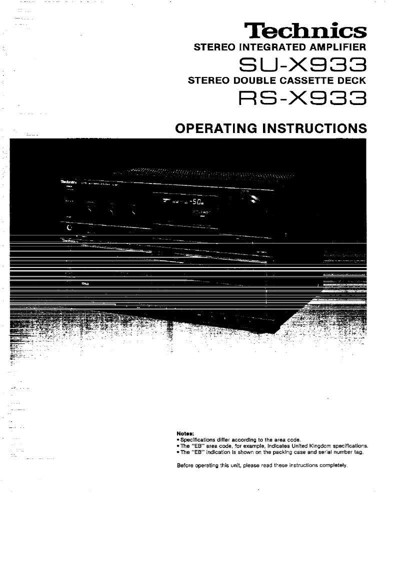 Page n°1 - Manuel utilisateur Technics RS-X933