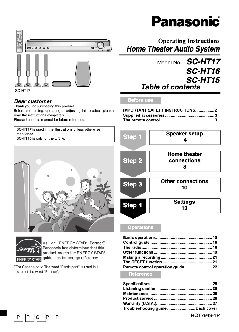 Page 1 de la notice Manuel utilisateur Panasonic SC-HT16