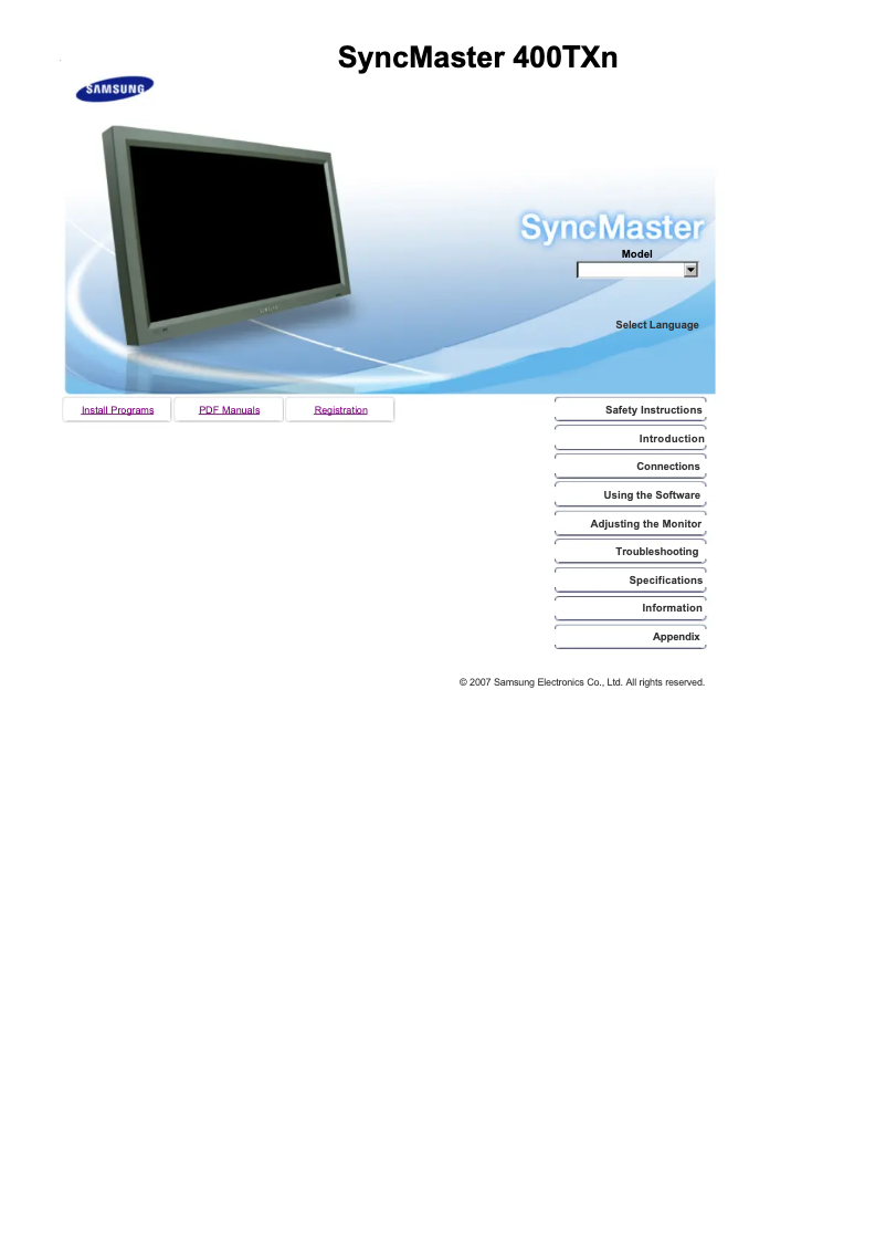 Page n°1 - Manuel utilisateur Samsung 400TXN