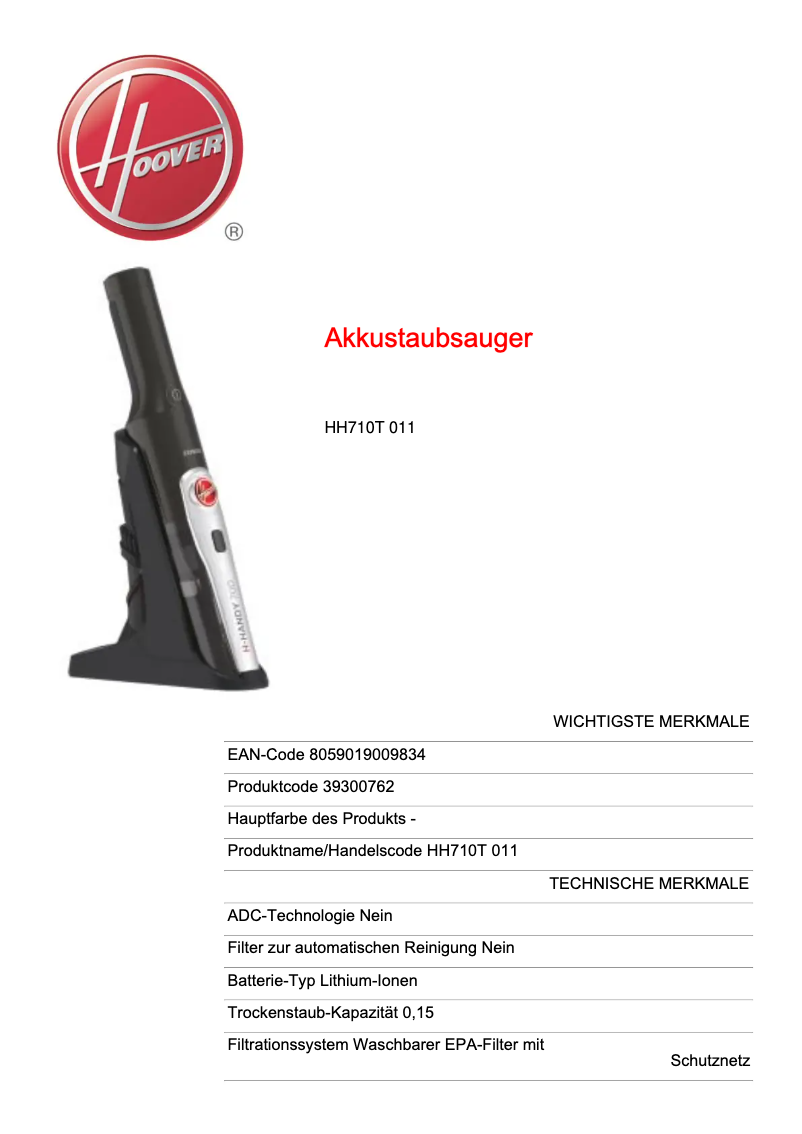 Image de la première page du manuel de l'appareil H-HANDY 700 EXPRESS HH710M 001