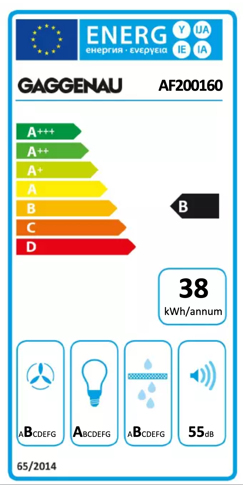 Page 1 de la notice Label énergétique Gaggenau AF200160
