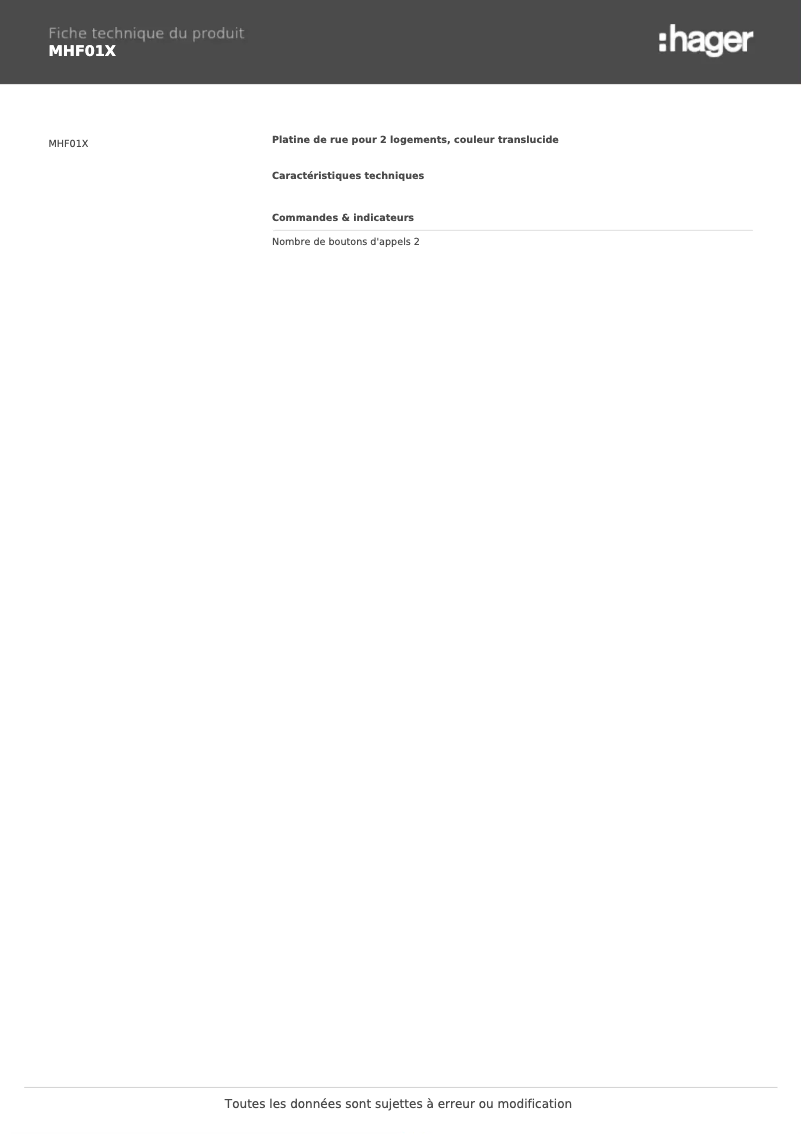 Image de la première page du manuel de l'appareil MHF01X