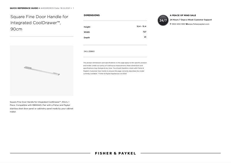 Page 1 de la notice Manuel utilisateur Fisher & Paykel AHD5RD90S