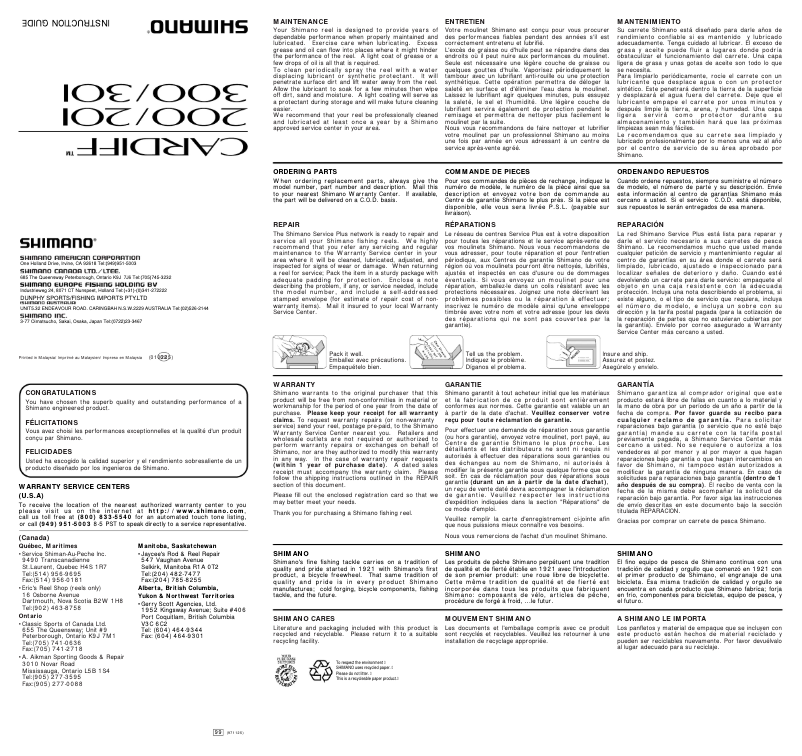 Página 1 del manual Manual de usuario Shimano Cardiff 200