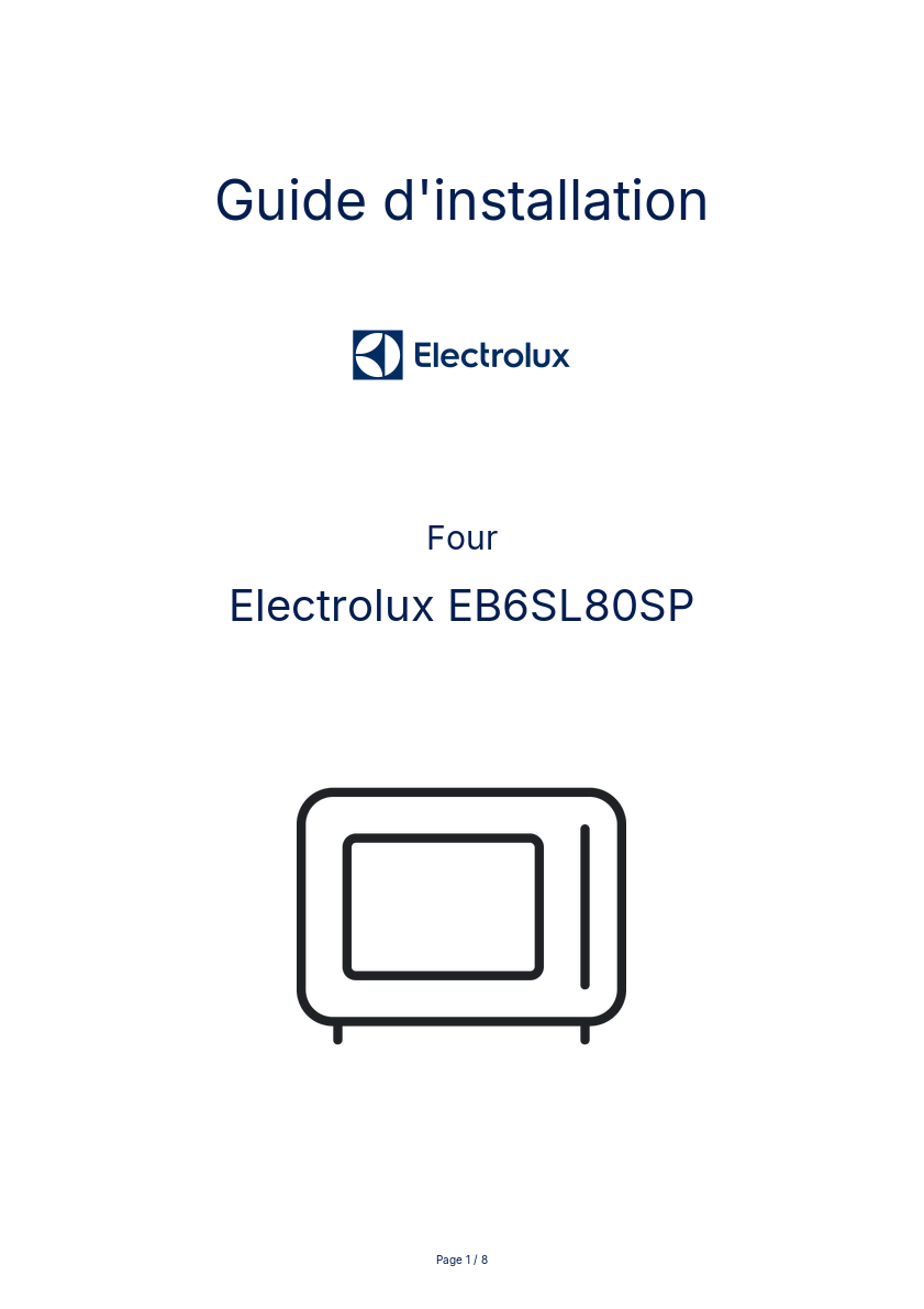 Image de la première page du manuel de l'appareil EB6SL80SP
