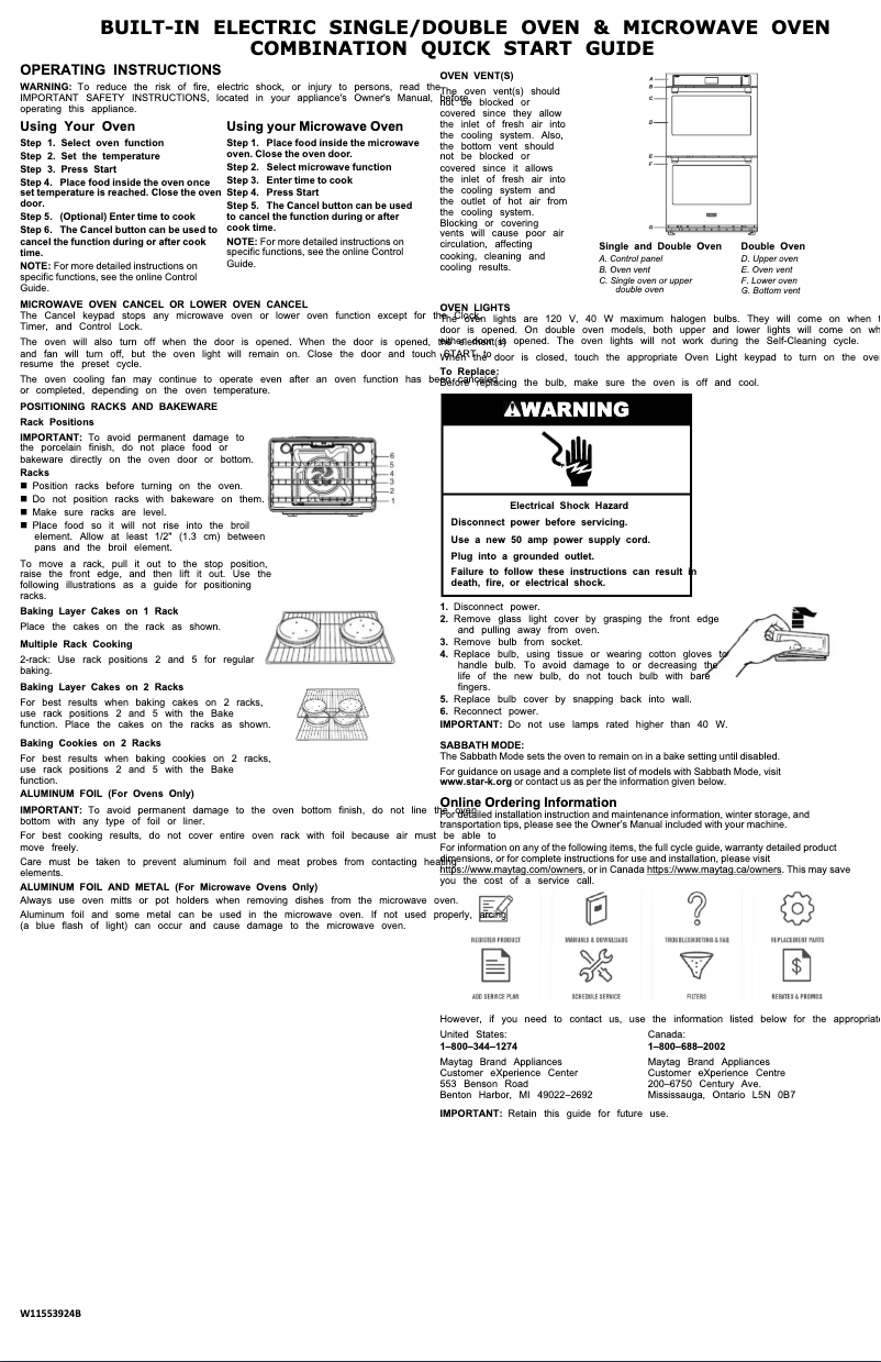 Page n°1 - Guide de démarrage rapide Maytag MOED6030LZ