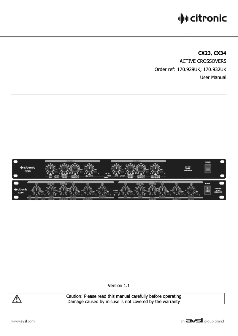 Page 1 de la notice Manuel utilisateur Citronic CX23