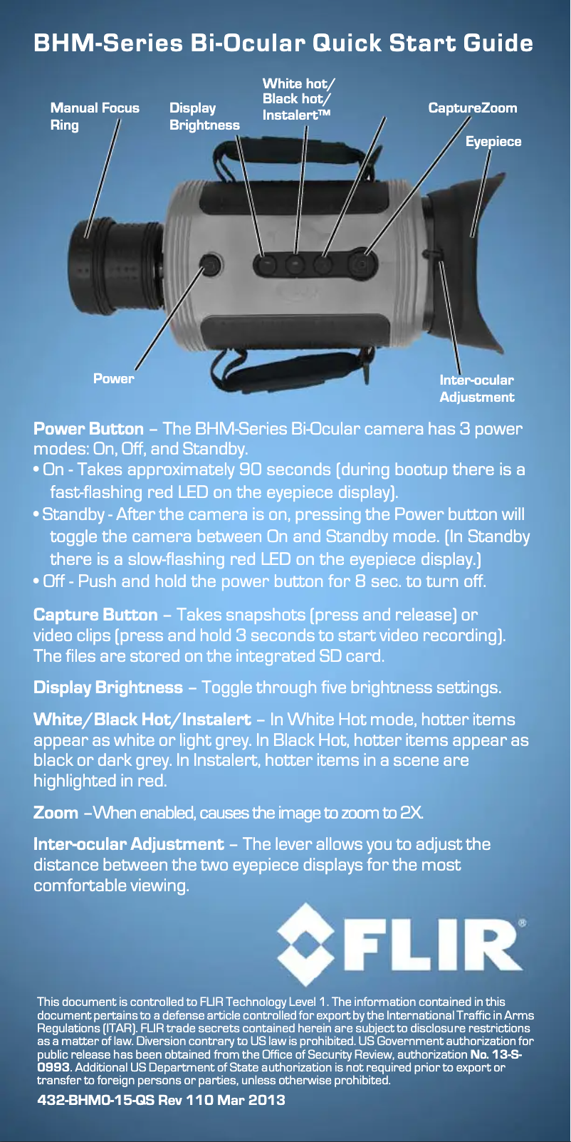 Page 1 de la notice Guide de démarrage rapide FLIR BHM XR+